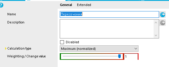 General ERended Name Description Calculation type Weighting / Change value Disabled Maximum (normalized) 
